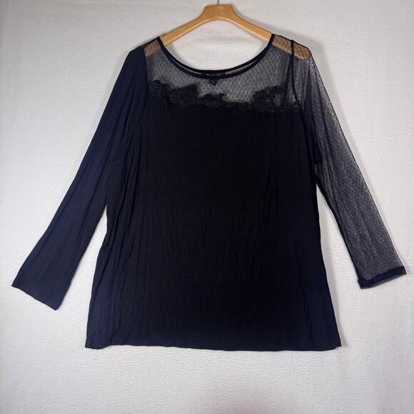 New Roaman’s Womens Black T Shirt With Lace Whimsigoth Grunge Momcore size 1X - Picture 1 of 7
